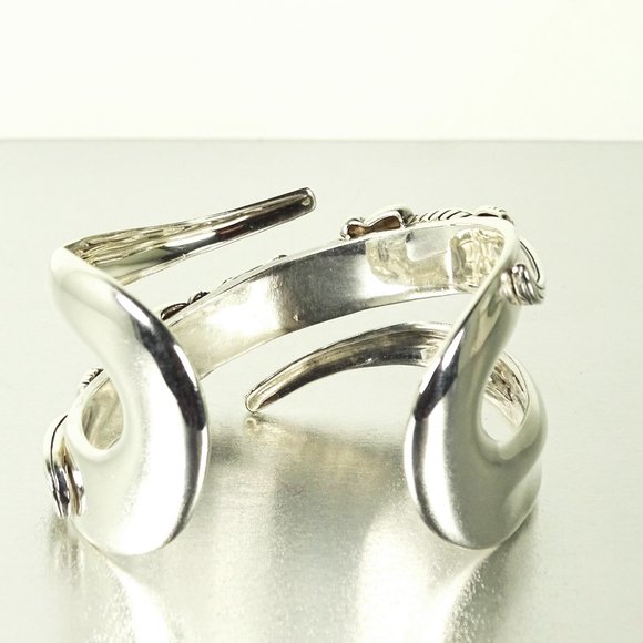 Barry Kieselstein-Cord Sterling Silver Alligators W/Diamond Eyes Cuff Bracelet - Picture 4 of 11